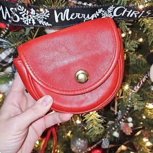 Red Leather Crossbody Coin Purse - Unbranded